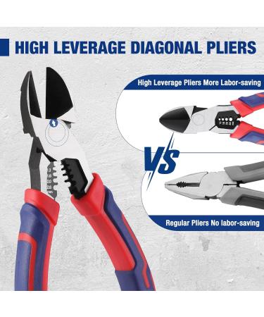 WORKPRO Diagonal Cutting Pliers with Wire Stripper 200mm Heavy Duty Cr-V Wire Cutters Multi-Function High Leverage Side Cutters Industrial Pliers - Buy Online on SooperMarket.com