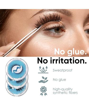 3 Pairs Self-Adhesive Reusable False Eyelashes - Waterproof Lashes - Natural Look - No Glue or Magnets Needed - Buy Online on SooperMarket.com