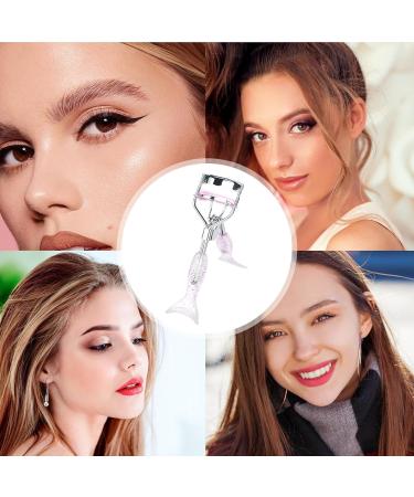 Teksome Small Eyelash Curler Small Fish Tail Shape Eye Curler with Comb Teeth Beautiful Ergonomic Portable Eyelash Tools Makeup Supplies for Girls Women Females Ladies A4 Chrome Plated With Pink Comb Pink Mermaid Hand - Buy Online on SooperMarket.com