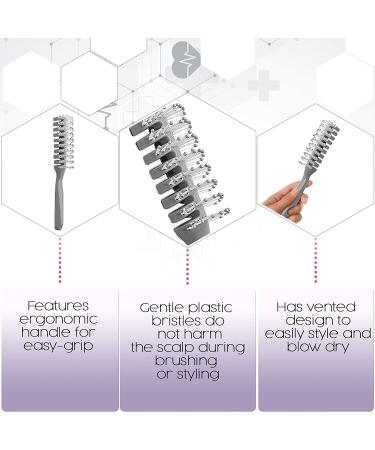 Dukal Pack of 12 Gray Plastic Hairbrushes - 8 Inch Gentle Brushing for Healthy Hair Maintenance - Convenient Rounded Bristles for Proper Hair Care - Buy Online on SooperMarket.com