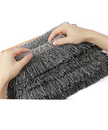 Fenghuangwu 5.5Yard(3.3)Inch Diameter Bullion Fringe Trim High-Density Fabric Trims and Embellishments Curtain Weights Fringes for Sewing DIY Decoration (Mix Silver+Black)