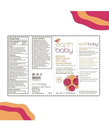 Earth Baby Broad Spectrum SPF 30+ Sunscreen | Reef Safe, Water-Resistant, Hypoallergenic | Natural & Organic UVA/UVB Protection for Babies, Toddlers & Kids - 1.7 Fl Oz - Buy Online on SooperMarket.com