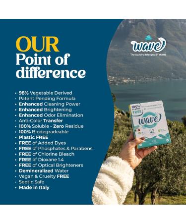 Wave Laundry Detergent Sheets - Scented 32 Loads - Fast-Dissolving & Powerful Multi-Purpose Cleaner - Eco-Friendly Plastic-Free Clean Breeze 32 Count - Buy Online on SooperMarket.com