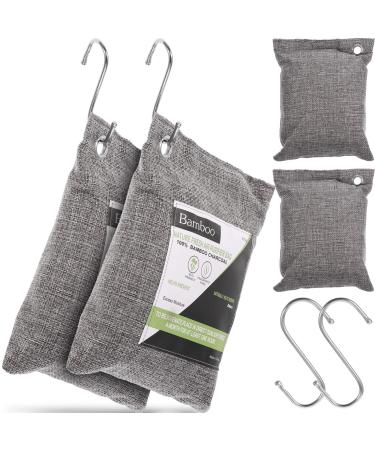 Minkissy bamboo coal air purification bag 4 pieces of natural carbon bags odorless moisture absorber shoe moderator car- with 4 hooks for shoes at home