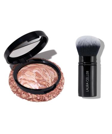 LAURA GELLER NEW YORK Baked Bronze-N-Brighten Bronzer Powder Fair + Retractable Airbrush Kabuki Brush