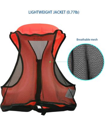 OMOUBOI Inflatable Snorkel Vest - Adult Swimming Jacket for Water Sports - Red - 90-220lbs - Buy Online on SooperMarket.com