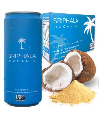 Sriphala Mineral Rich Nutritious Organic Coconut Water  with Fulvic Acid + Electrolyte Water  Non-GMO, Keto, Gluten-Free, No Sugar Added Tasteful Vitamin Water Energy Quench (133.2 Fl Oz,12-pack)