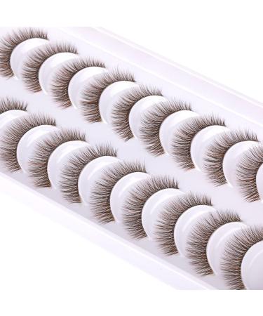 Geeneiya 13mm Short Brown Wispy Mink Lashes - 10 Pairs 3D Colored False Eyelashes for Natural Look - Buy Online on SooperMarket.com