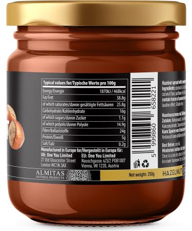 Keto & Vegan Hazelnut Chocolate Spread (250g) May Need to be Heated to be Spreadable Keto Snack with 1.1g Net Carb - Buy Online on SooperMarket.com