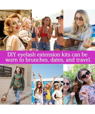 Self Adhesive Lashes Fluffy Cluster Lashes Extension Kit Reusable Self Adhesive D Curl individual Eyelash DIY Lash Extension Kit with Lash Bond and Seal Lash Applicator and Lash Tweezers - Buy Online on SooperMarket.com