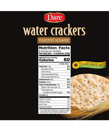 Dare Toasted Sesame Water Crackers - Healthy Entertaining Snacks with 0g Trans & Saturated Fat - 4.4oz (Pack of 6) - Buy Online on SooperMarket.com