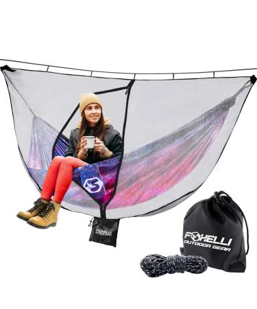 Foxelli XL Hammock Net  12ft Net for Hammocks, Lightweight Portable Hammock Netting, Fast and Easy Set Up, Fits All Camping Hammocks