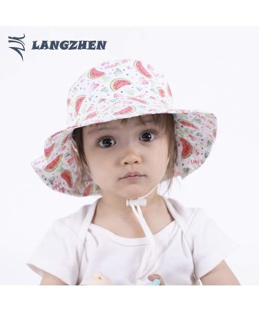 LASSIG Beach Sun Protection Hat for Baby Girls | Adjustable Toddler Kids Hat with Chin Strap | Watermelon 6-12 Months - Buy Online on SooperMarket.com