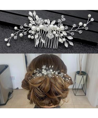 Bridal Flower Side Hair Clips Clysburtuony Pearl Hair Pieces Comb Bridal Headpiece for Brides Hair Comb Wedding Prom Birthday Party Hair Accessories (Style-A) - Buy Online on SooperMarket.com