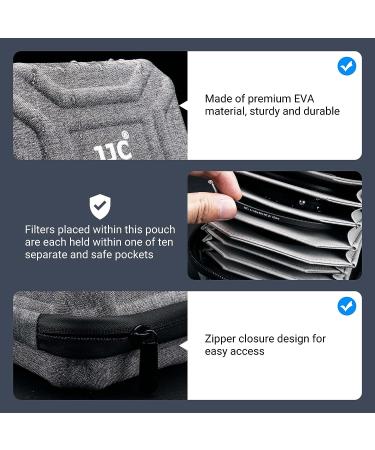 JJC Durable Lens Filter Pouch Case for 10 Circular Filters Up to 95mm - Dustproof & Water-Resistant Camera Filter Storage Wallet - Buy Online on SooperMarket.com