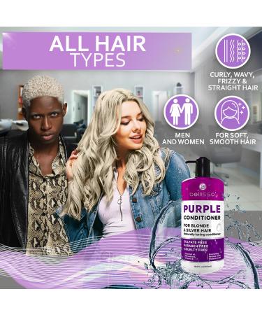 Purple Conditioner for Blonde Hair - Sulfate & Paraben Free Toner - Eliminate Brassy Tones for Color Treated Bleached Silver White & Gray Hair - Unisex Care - Buy Online on SooperMarket.com