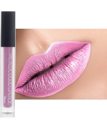 Mynena Metallic Lipstick Liquid Sexy Frosted Lightweight Long Lasting Non-Transferable Waterproof | Gluten-Free Paraben-Free Talc-Free Cruelty-Free and Vegan | Pink