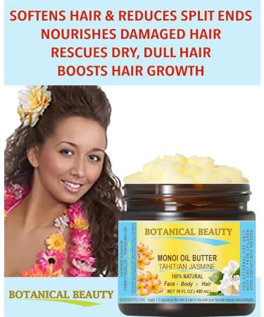 Botanical Beauty Monoi Oil Butter - Pure Natural Virgin Unrefined Tahitian Jasmine 8 Fl. Oz. for Face Skin Body Hair & Nails - Buy Online on SooperMarket.com