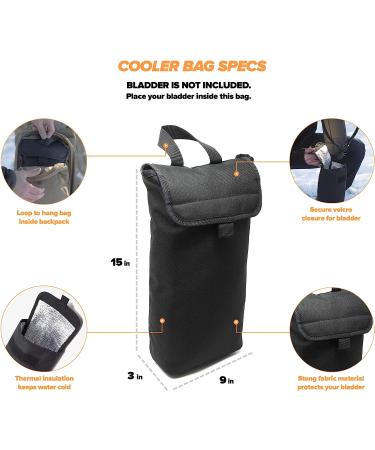 Diaz Sport Insulated Cooler Bag for 2L & 3L Hydration Bladders | Keeps Water Cold for Hours | Lightweight & Water Resistant | Includes Free Clips for Drinking Tube | Black - Buy Online on SooperMarket.com