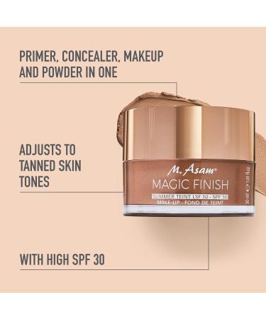 M. Asam Magic Finish Summer Teint Make-Up Mousse - 4in1 Primer Foundation Concealer & Powder | Vegan Formula for Medium to Deep Skin Tones | Buildable Coverage for Redness and Dark Spots - 30ml - Buy Online on SooperMarket.com
