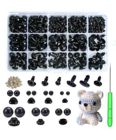 Safety Eyes and Noses  462Pcs Black Plastic Stuffed Crochet Eyes with Washers for Crafts black 462pcs