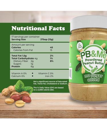 PB&Me Sugar Free Peanut Butter Powder - Powdered Peanut Butter No Sugar for Low Calorie Snacks & Powdered Peanut Butter - Original Peanut Butter Powder Peanut Powder for Smoothies - Buy Online on SooperMarket.com