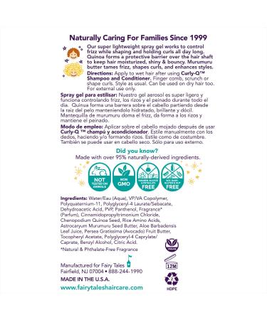 Fairy Tales Curly Q Kids Styling Spray Gel - Paraben & Sulfate Free - 8 oz - Buy Online on SooperMarket.com