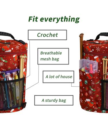 Qukou Yarn Storage Portable Bag - Red | Knitting Projects Organizer for Yarns, Crochet Hooks, and Needles - Buy Online on SooperMarket.com