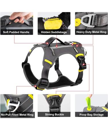 Fida Dog Harness No Pull with Handle Heavy Duty Dog Pack Hound Dog Saddle Bag Backpack for Travel Camping Hiking Small Dog with 2 Hidden Side Pockets (S Black) Small (Neck:34-48cm Chest:44-54cm) Black - Buy Online on SooperMarket.com