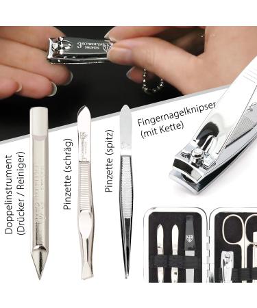 Buy Three Swords Lucca 6-Piece Nail Care Set | Manicure & Pedicure Set in Leather Gift Box - Black | Skin Scissors Tweezers Nail Clipper & File - Buy Online on SooperMarket.com
