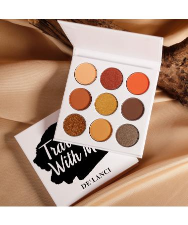 Eyeshadow Palette Neutral Matte Shimmer Glitter 9 Colors Makeup Palettes High Pigmented Eye Shadows Pallets Small Cute Natural Nude Eyeshadow Pallet for Hazel Eyes Professional Makeup for Girls orange brown