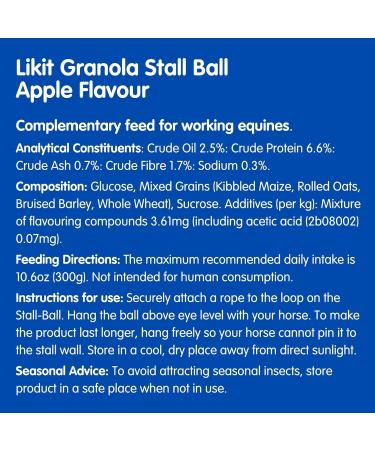 Likit Granola Stall-Ball Horse Treat 1.6kg | Flavours Apple Mixed Berry Peppermint Molasses | Long Lasting Boredom & Stress Reliever | 1.6kg - Buy Online on SooperMarket.com