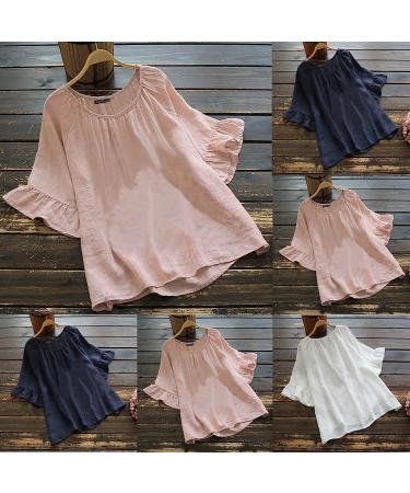 Cute Ruffle Sleeve Babydoll Top for Women - Casual Summer Tunic in Pink - Buy Online on SooperMarket.com