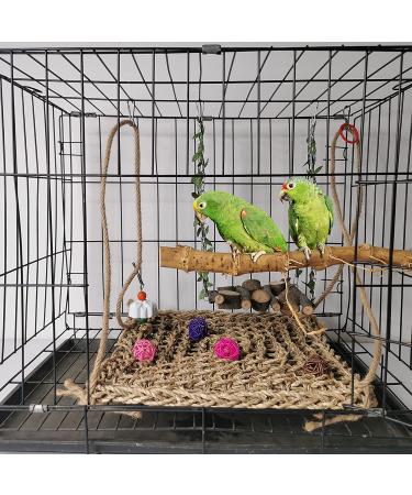 Natural Bamboo Bird Perch Stand Set for Budgies, Lovebirds, and Medium Parrots - 2PCS - Buy Online on SooperMarket.com