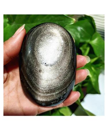Natural Crystal Rough Natural Crystal Natural Silver Obsidian Palm Play Palm palmstone Palm Stones Plaything Crystals and Home Decoration (Color : 100-110g)