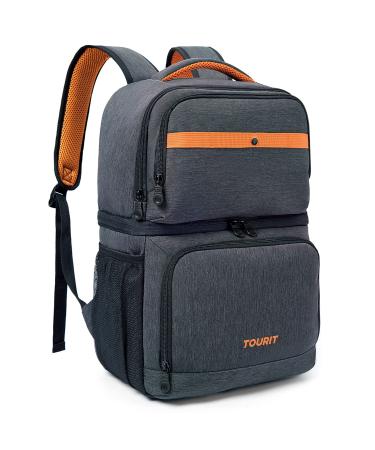 TOURIT Backpack Cooler with Double Decks Insulated Cooler Bag for Lunch Waterproof Lightweight Backpack for Men to Camping Picnic Hiking Beach Park 02-Dark Gray