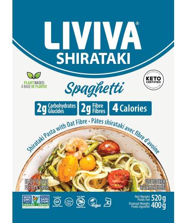 LIVIVA Organic Shirataki Konjac Spaghetti (4 Pk) Diabetic-Friendly Low Carb Low Calorie Pasta Noodles Ready to Serve No Odor Certified Non-GMO Gluten Free Vegan Plant-Based Keto Kosher Halal - Buy Online on SooperMarket.com
