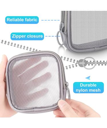 4-Piece Gray Mesh Travel Toiletry Bag Set - Portable Cosmetic Makeup Pouch with Zipper for Daily Accessories - Buy Online on SooperMarket.com
