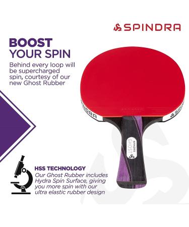 Spindra Ghost Performance Ping Pong Paddle - Dual Offensive Rubber, Durable Carry Case - Expert Table Tennis Racket for Winning Matches - Buy Online on SooperMarket.com