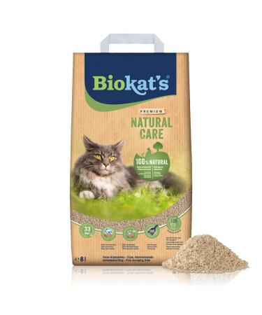 Biokat's Natural Care - Fine clumping cat litter made from renewable and compostable plant fibers - 1 bag (1 x 8 L)
