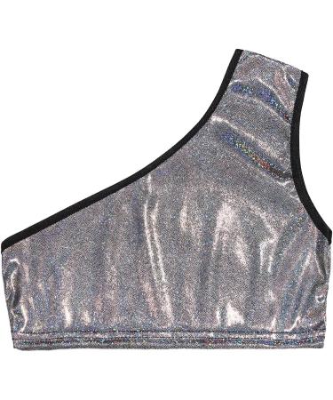 KKmeter Kids Girls One-Shoulder Sequins Dance Crop Top Performance Tank Vest 9-10 Black - Buy Online on SooperMarket.com
