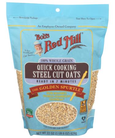 Bob's Red Mill Quick Cooking Steel Cut Oats, 22-ounce Resealable 22 Ounce (Pack of 1)