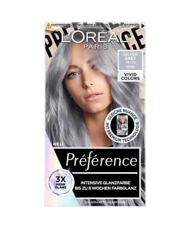 L'Or al Paris Intensive permanent hair color up to 8 weeks of shiny hair and intense color Pr f rence Vivid Colors color: 10.112 Silver Gray 1 piece No. 10112 - Silver Gray 1 piece (1 Pack)