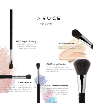 LARUCE 5PC Vegan Eye Makeup Brush Set | Professional Brushes for Foundation Blending Defining Shading & Highlighting - International Shipping Available - Buy Online on SooperMarket.com