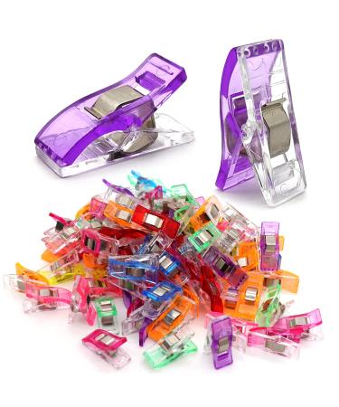 GMMA 120 Pcs Mix Colors Sewing Clips Acrylic Transparent Multifunctional Premium Quilting Clips Storage Bag Clips  Sewing Clips for Fabric Plastic Clips for Crafts