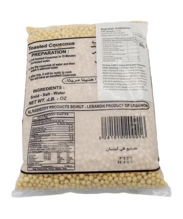 Buy Al Rashidi Moghrabieh Couscous Pearls - Authentic Arabic Whole Wheat Semolina (800g 3 Pack) - Natural Oriental Couscous for Healthy Cooking - Buy Online on SooperMarket.com