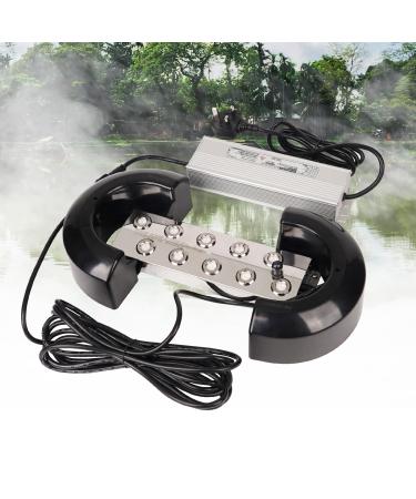 MOGOULUA 10 Head Ultrasonic Fogger with 350W Waterproof Power Supply 7L/H Heavy Fog Maker Kit Courtyard Mist Humidifier Pond Fog Maker for Horticulture Scenic Green House Landscape