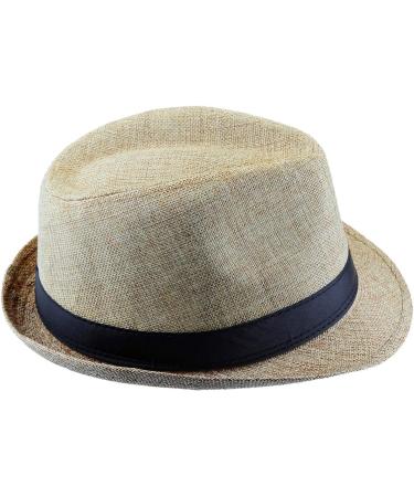 Moonsix Classic Fedora Hat - Short Brim Panama Jazz Straw Cap for Men and Women in Beige - Buy Online on SooperMarket.com