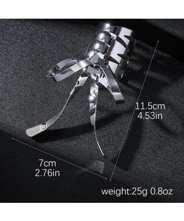 Teksome Bow Hairpin Set Retro Metal Bowknot Barrette | Single and Double Ponytail Bow Hair Clips for Women Girls Adults All Ages Kids Silver - Buy Online on SooperMarket.com