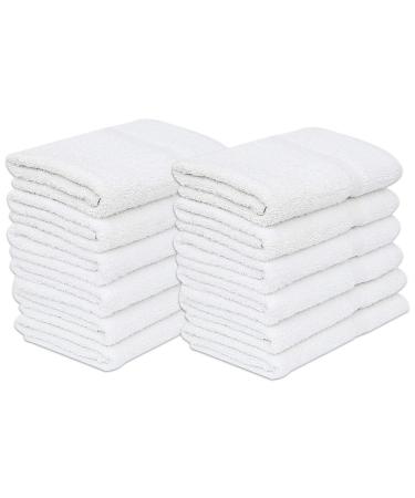 GOLD TEXTILES 12 White Economy Bath Towels Bulk (24x48 Inch) Cotton Blend for Softness-Commercial Grade Easy Care